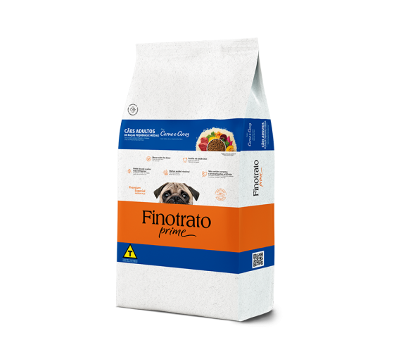 Finotrato Prime Carne e Arroz Cães Adultos de Raças Pequenas e Médias